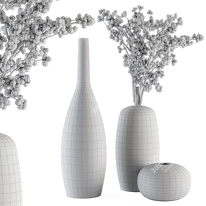 Berry Branch Bouquet - Concrete Vase 3D model image 4