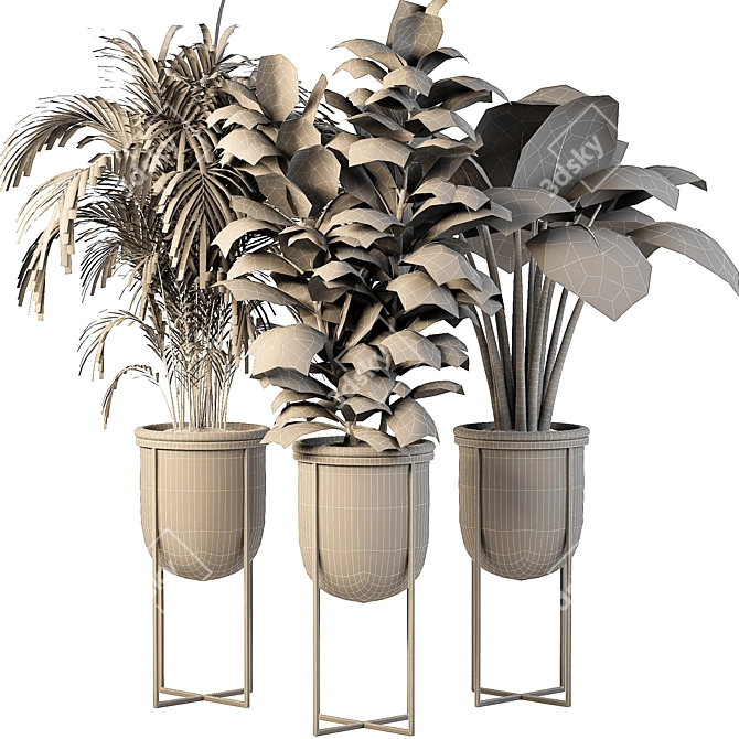 Lush Indoor Plant Trio 3D model image 4