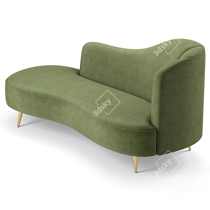 Elegant Peacock Velvet Chaise 3D model image 4