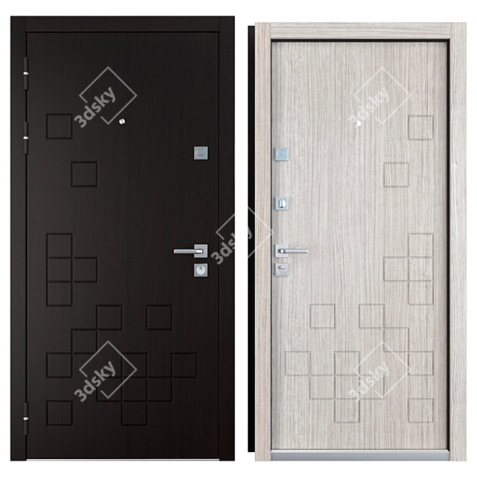 Elegant Black Metal Entrance Door 3D model image 3