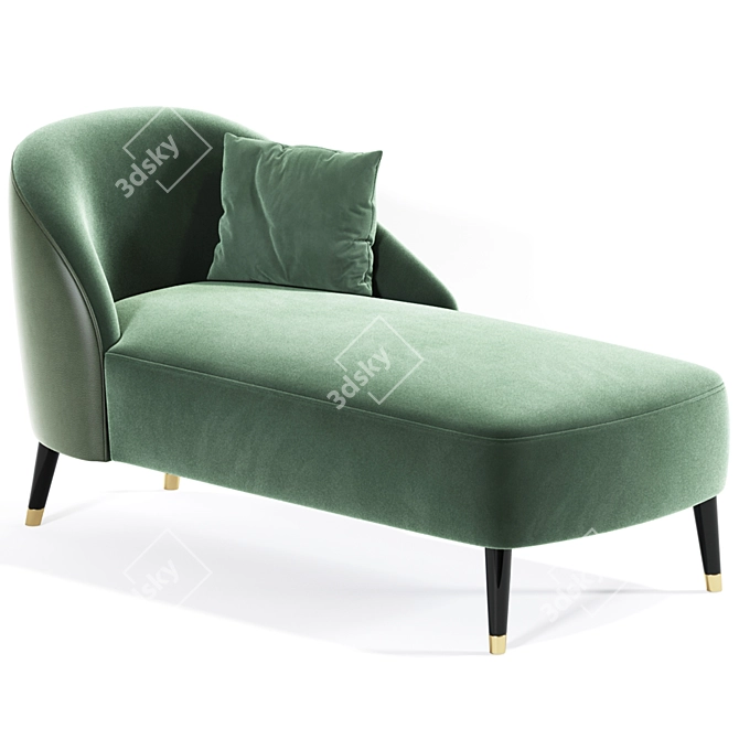 Luxurious Monroe Jade Velvet Chaise 3D model image 2