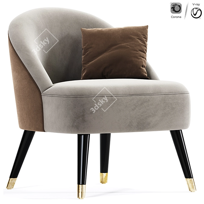 Modern Channel Accent Armchair 3D model image 1