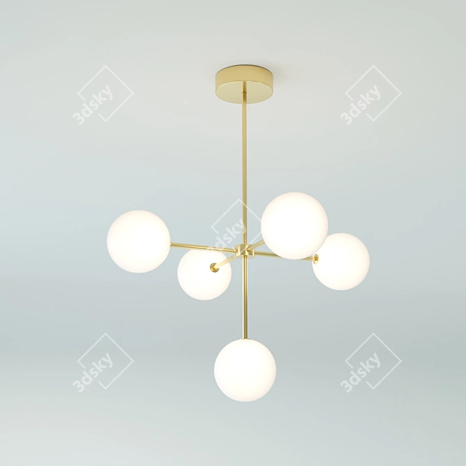 Golden Glow Pendant Light: Elegant Brass Composition, Soft Touch Matte Glass 3D model image 1