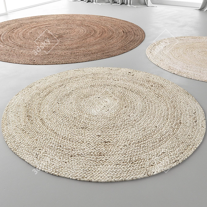 Jute Carpet Set: 3 Types, Different Colors 3D model image 6