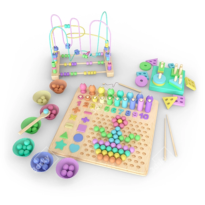 Title: Interactive Montessori Learning Toys 3D model image 1