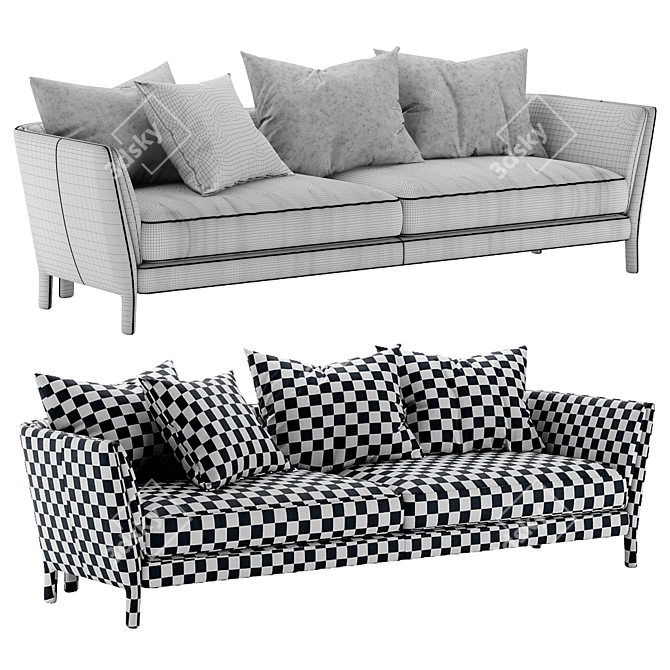 Elegant BRETAGNE Sofa: High-Quality & Versatile 3D model image 3