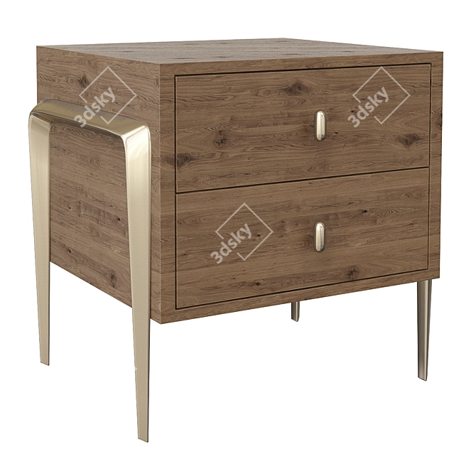 Satin Bronze Leg Serge Bedside Table 3D model image 1