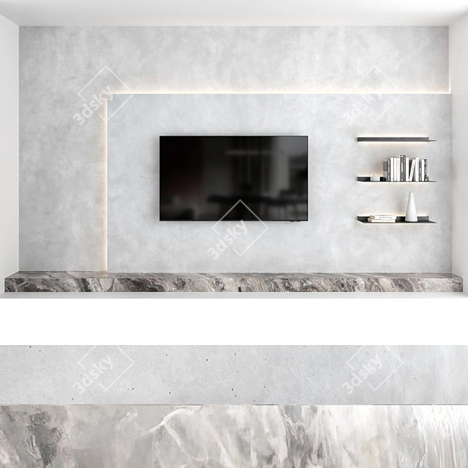 Modern TV Wall Set: 4 Configurations, Samsung 75" Crystal UHD 4K Smart TV 3D model image 2
