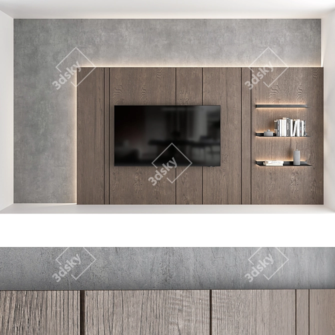 Modern TV Wall Set: 4 Configurations, Samsung 75" Crystal UHD 4K Smart TV 3D model image 4