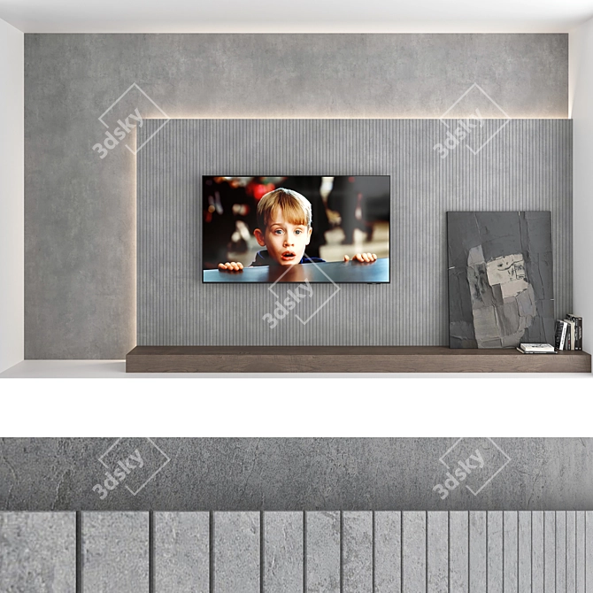 Modern TV Wall Set: 4 Configurations, Samsung 75" Crystal UHD 4K Smart TV 3D model image 5