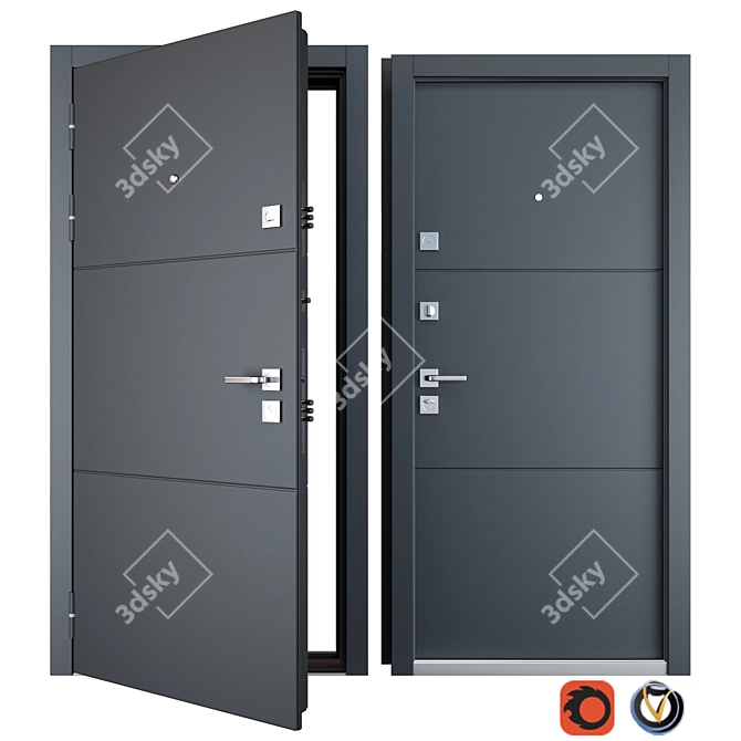 Gordon Favorit Entrance Metal Door: Secure and Stylish 3D model image 1