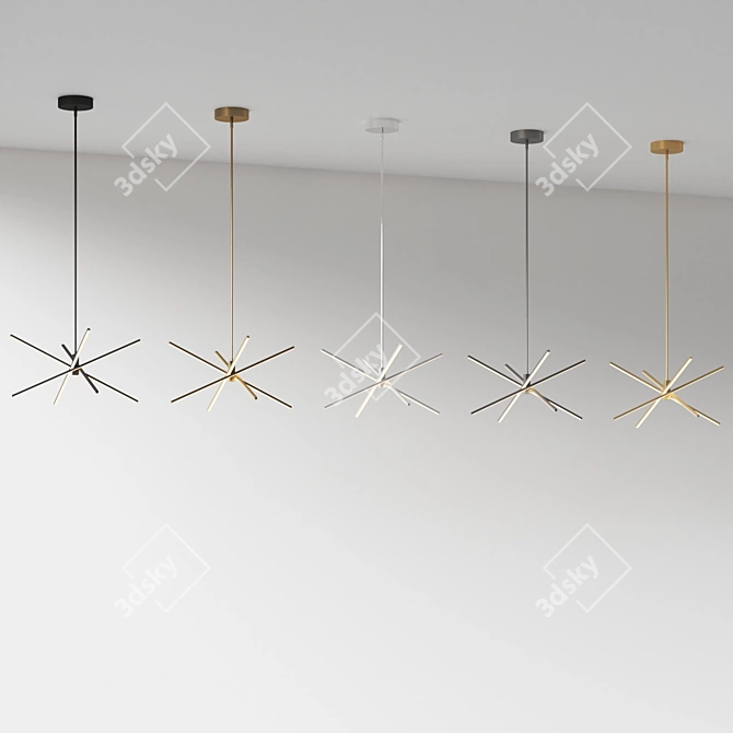 Modern Starburst Pendant Light 3D model image 5