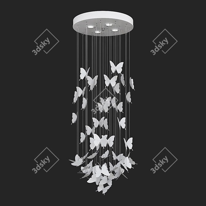 Ethereal Night Butterflies Chandelier 3D model image 1