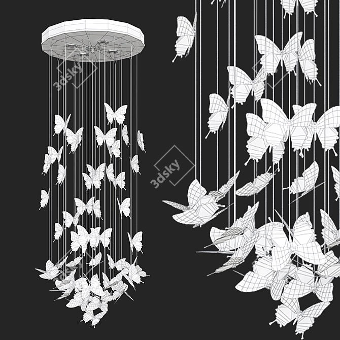 Ethereal Night Butterflies Chandelier 3D model image 4