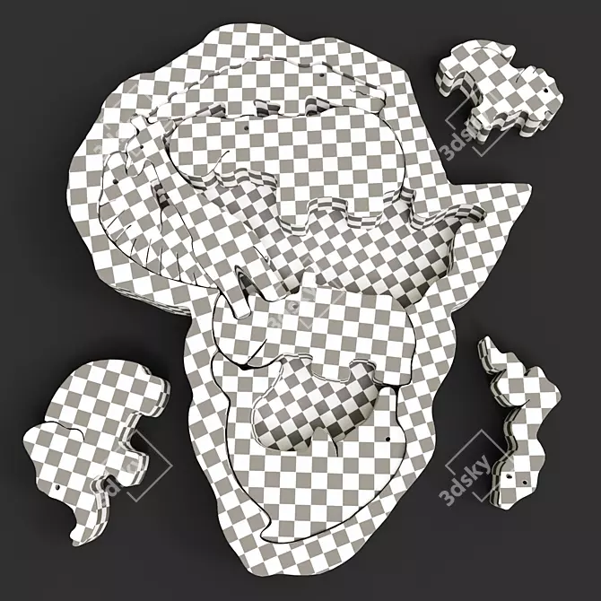 African Animal Puzzle Set 3D model image 4