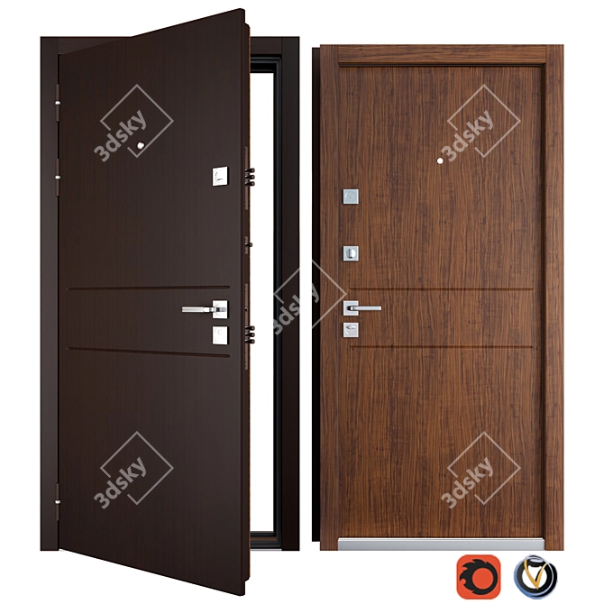 Durable Tokyo Metal Door: Secure Your Entrance 3D model image 1