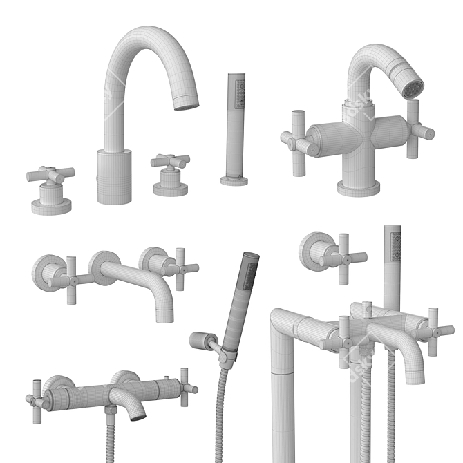 Roca Loft Collection: Basin, Bathtub, and Bidet Faucets 3D model image 3