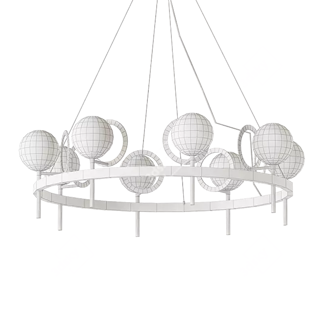 Modern 8-Light Wagon Wheel Chandelier 3D model image 2