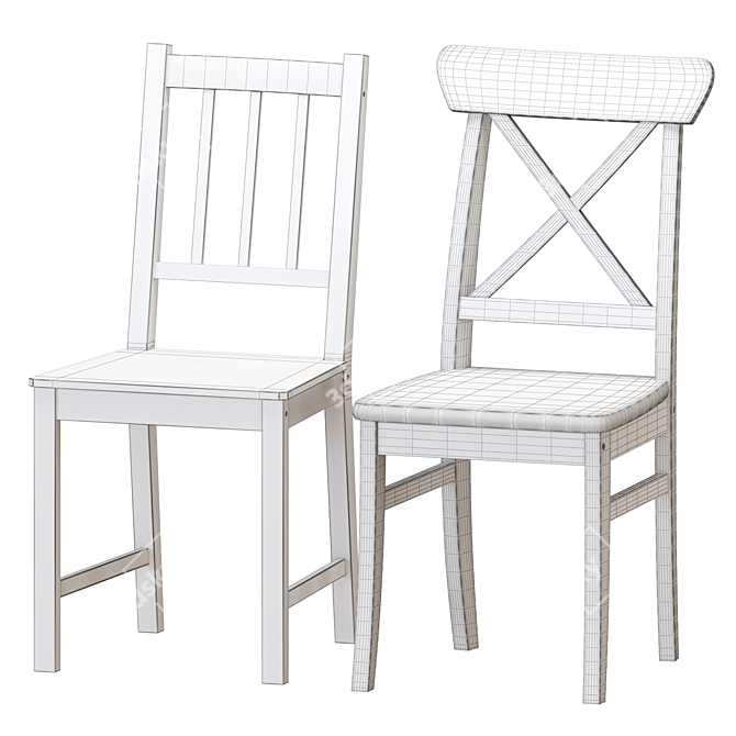 Stylish Nordic Dining Set: LERHAMN Table & NORDMYRA Chair 3D model image 6