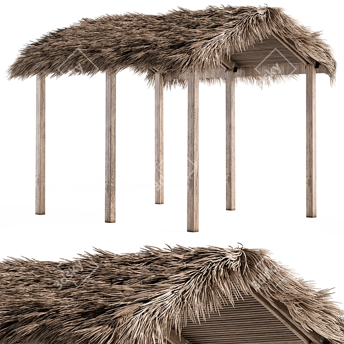 Tropical Paradise Thatch Umbrella 3D model image 1