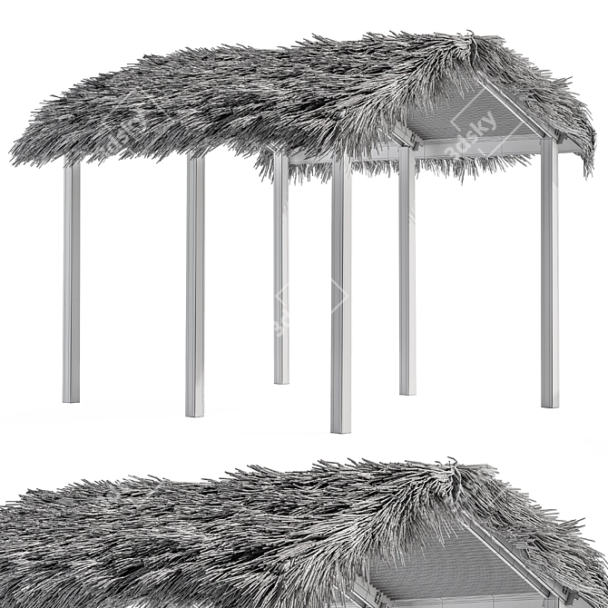 Tropical Paradise Thatch Umbrella 3D model image 3