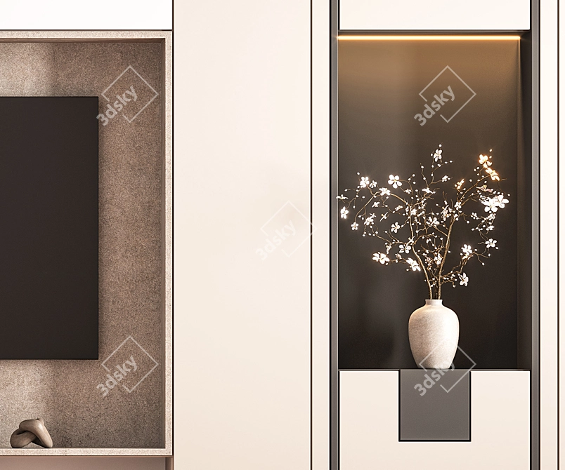 Modern TV Wall Set: Corona Edition 3D model image 6