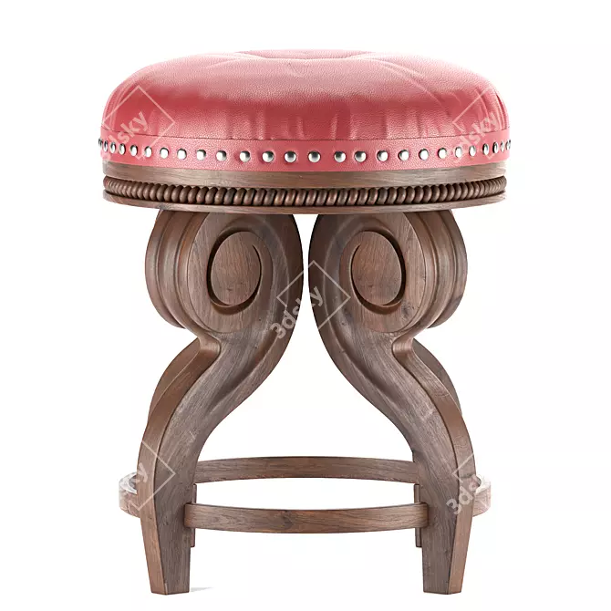 Vintage Cream Footstool - Elegant Antique Design 3D model image 2