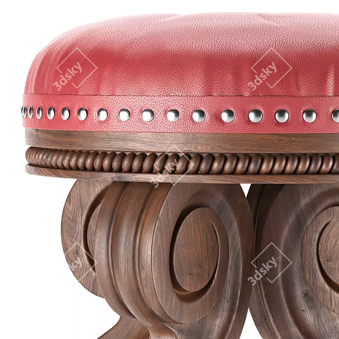 Vintage Cream Footstool - Elegant Antique Design 3D model image 3