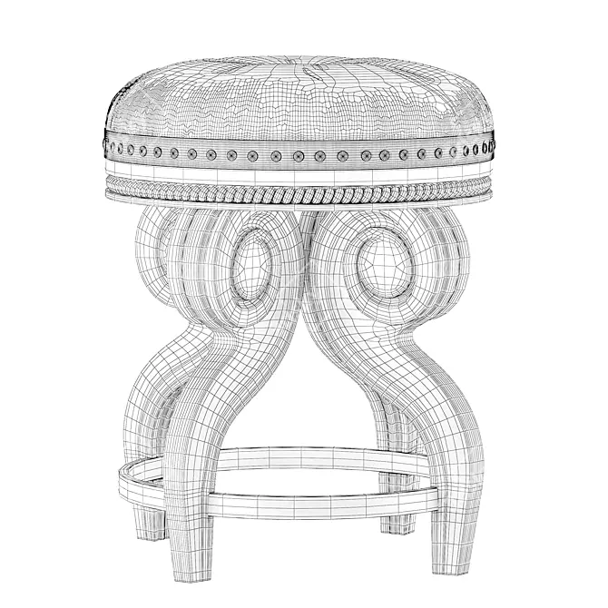 Vintage Cream Footstool - Elegant Antique Design 3D model image 4