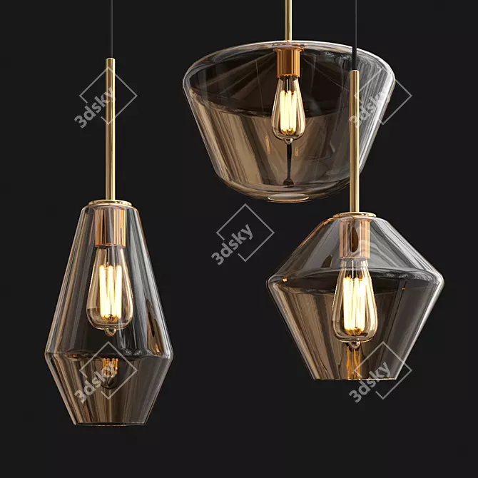 Elegant Crystal Chandelier 6-Light 3D model image 2