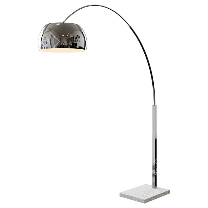 Sleek Silver Marble Arc Lamp 3D model image 1