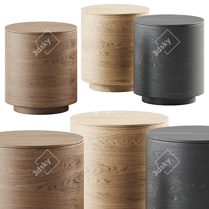 Contemporary Wooden Side Table 3D model image 1