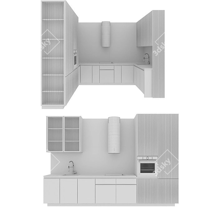 Adjustable Color Kitchen: Modern92Vol1 3D model image 8