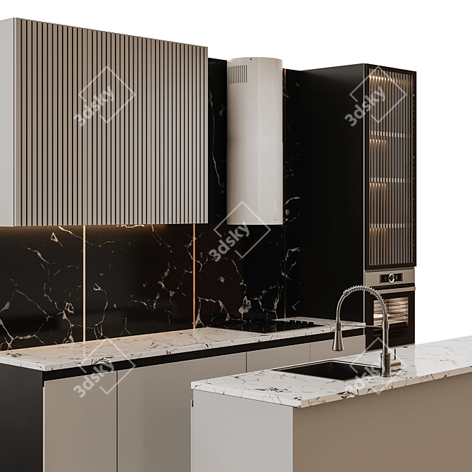 Modular Kitchen Unit - Modern Design 3D model image 4