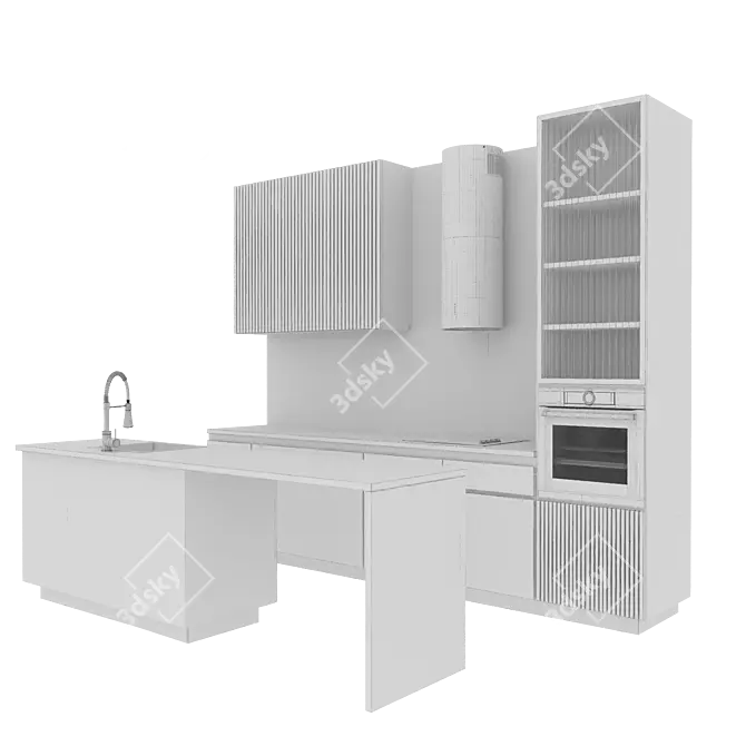 Modular Kitchen Unit - Modern Design 3D model image 13