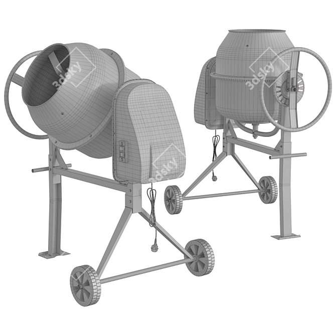 Heavy-Duty Concrete Mixer 3D model image 6