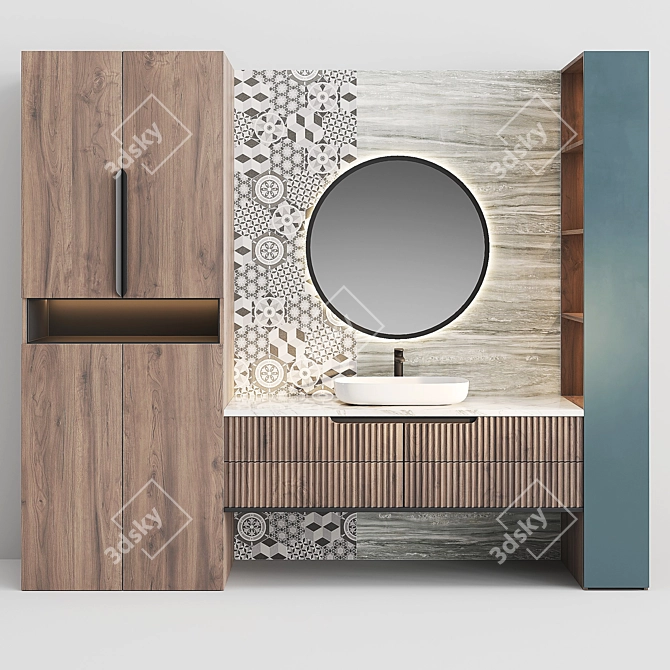 Elegant Bathroom Set 3D model image 1