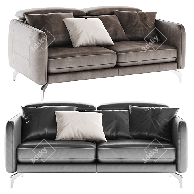 Modern Leather Two-Seater Sofa 3D model image 1