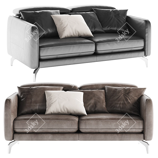 Modern Leather Two-Seater Sofa 3D model image 2