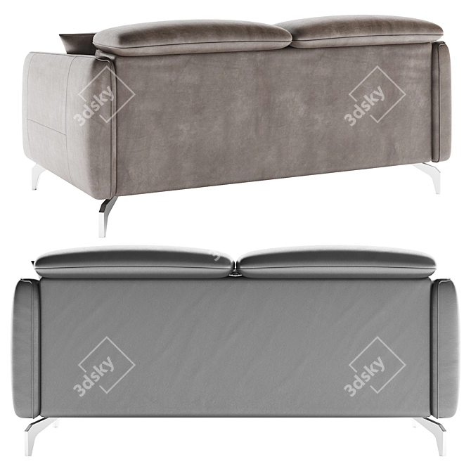 Modern Leather Two-Seater Sofa 3D model image 3