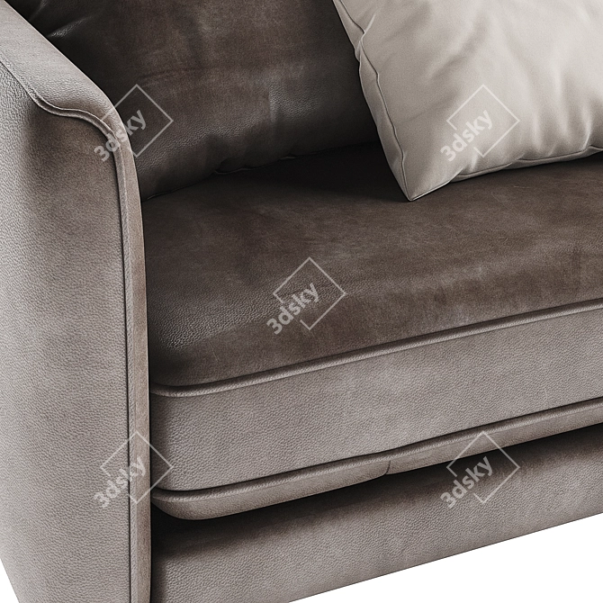 Modern Leather Two-Seater Sofa 3D model image 5