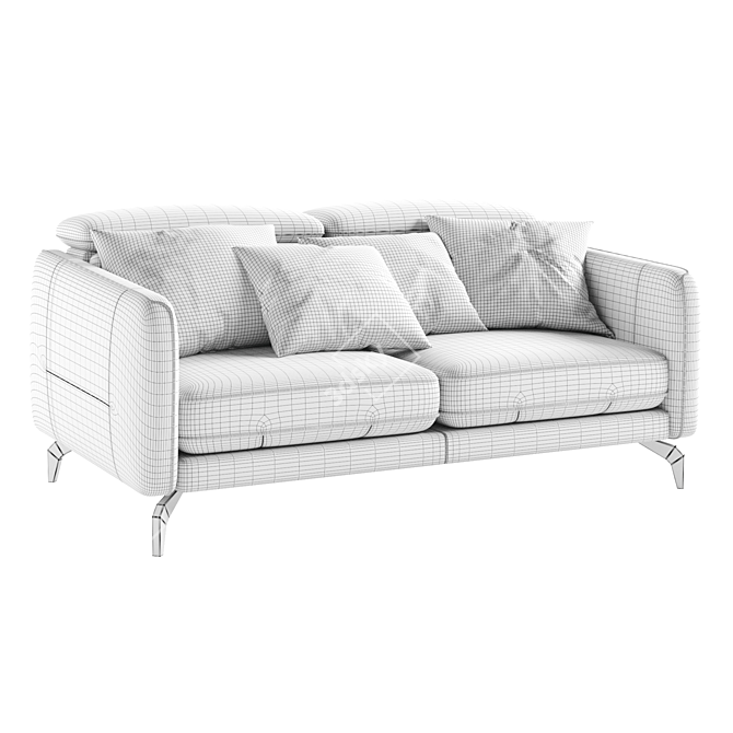 Modern Leather Two-Seater Sofa 3D model image 7