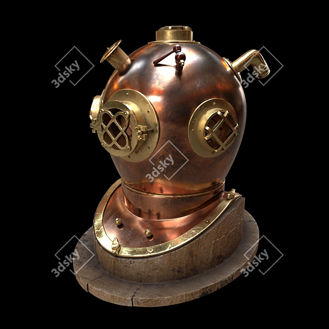 Antique Diver Helmet: Vintage Desktop Ornament 3D model image 1