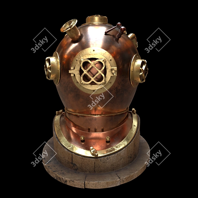 Antique Diver Helmet: Vintage Desktop Ornament 3D model image 2