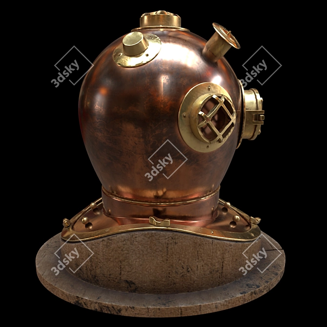 Antique Diver Helmet: Vintage Desktop Ornament 3D model image 3