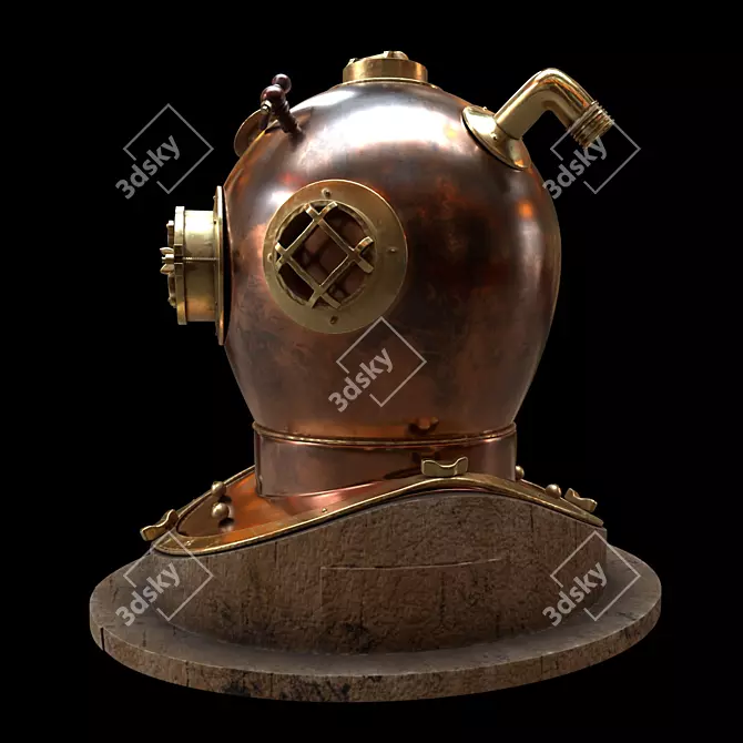 Antique Diver Helmet: Vintage Desktop Ornament 3D model image 4