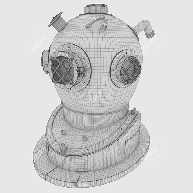 Antique Diver Helmet: Vintage Desktop Ornament 3D model image 5