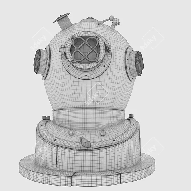 Antique Diver Helmet: Vintage Desktop Ornament 3D model image 6