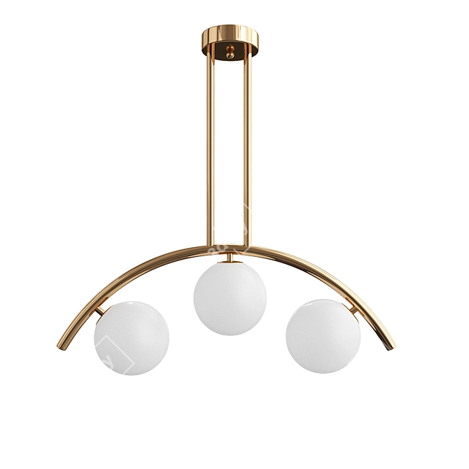 Postmodern Gold Pendant Light with Glass Shade 3D model image 1