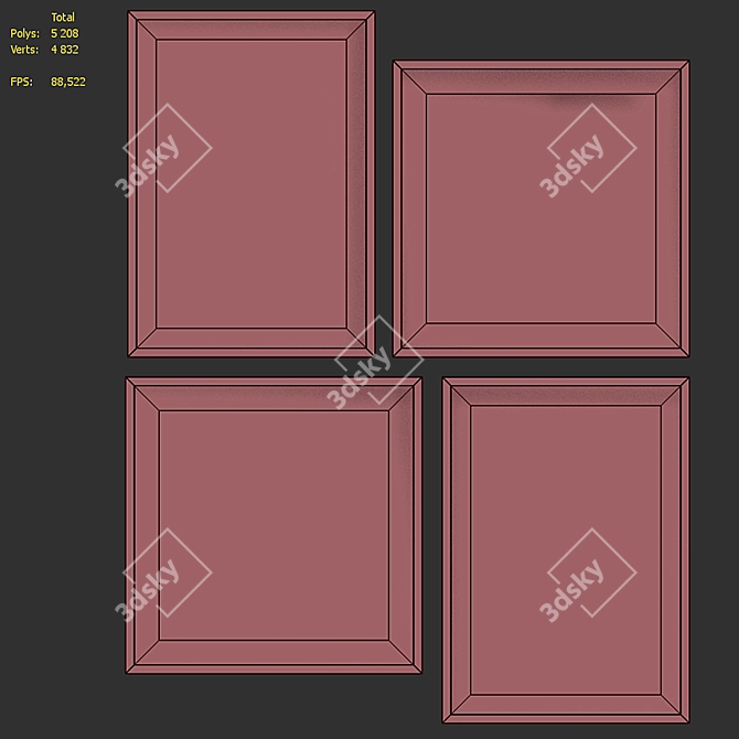 Modern Abstract Picture Frame Set 3D model image 7